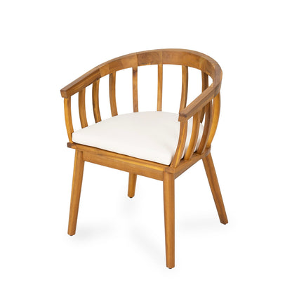 Teak+ Beige Acacia Wood Dining Chairs for Outdoor Patio Seating