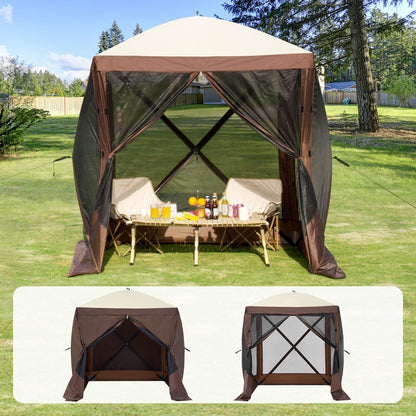 Brown 6x6FT Oxford Fabric Gazebo for Garden and Poolside Shade