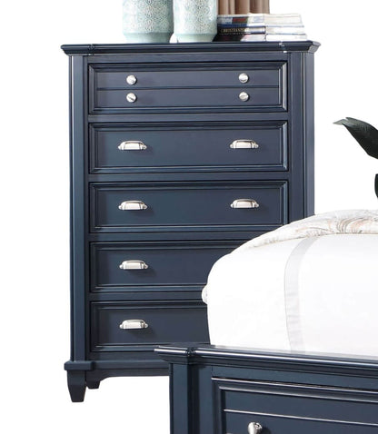 Transitional Slate Blue Solid Wood Chest - Bedroom Dresser