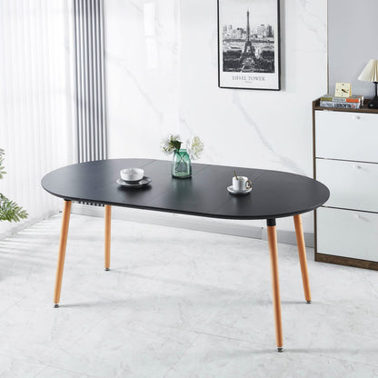 Black MDF Extendable Dining Table 100-180cm