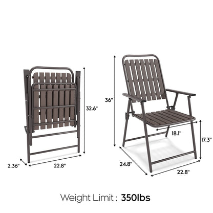 Antique Brown 2 Person Folding Patio Set for Garden and Poolside