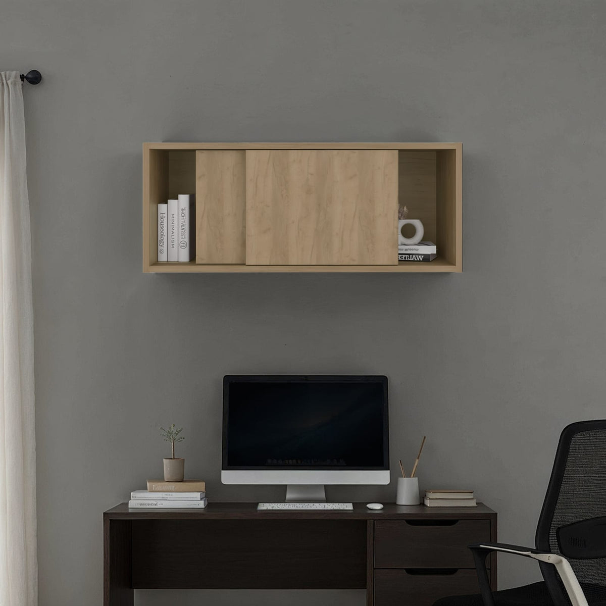 Natural Oak Wall Storage Cabinet - 31" Wide