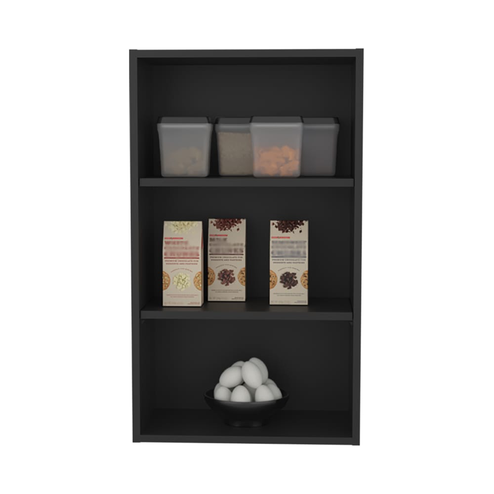 Black Kitchen Shelving Unit - 3 Tier Display Cabinet for Living Room