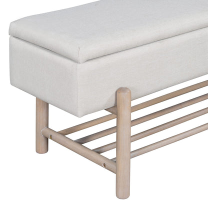 Natural Farmhouse Storage Bench with Hidden Compartment