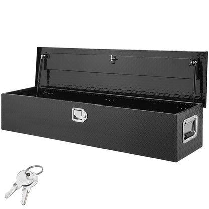 Black Aluminum Truck Toolbox with Lock for Vehicle Storage