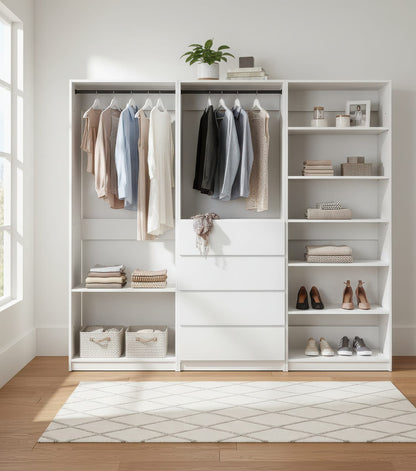 Prosper White Freestanding Walk-In Closet System - Wood & Melamine