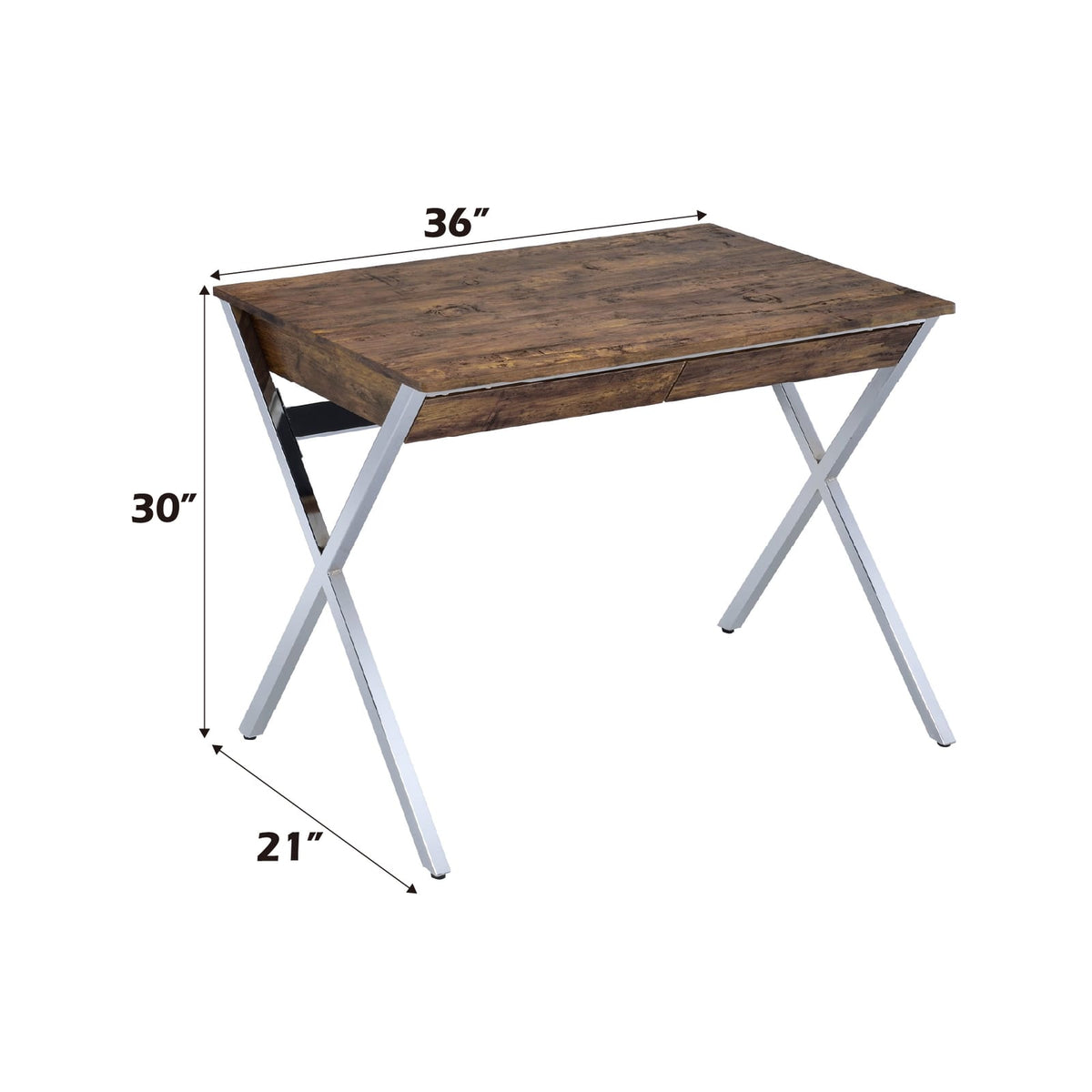 Callers Weathered Oak & Chrome Writing Desk - Home Office Storage