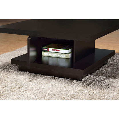 Cappuccino Square Coffee Table - Modern Storage Accent