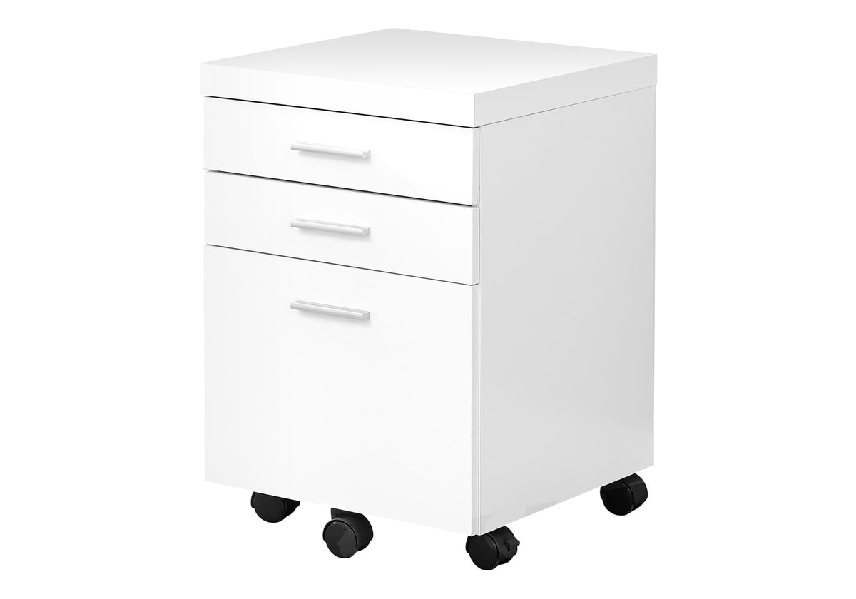 White Rolling File Cabinet - 3 Drawers, Printer Stand Storage