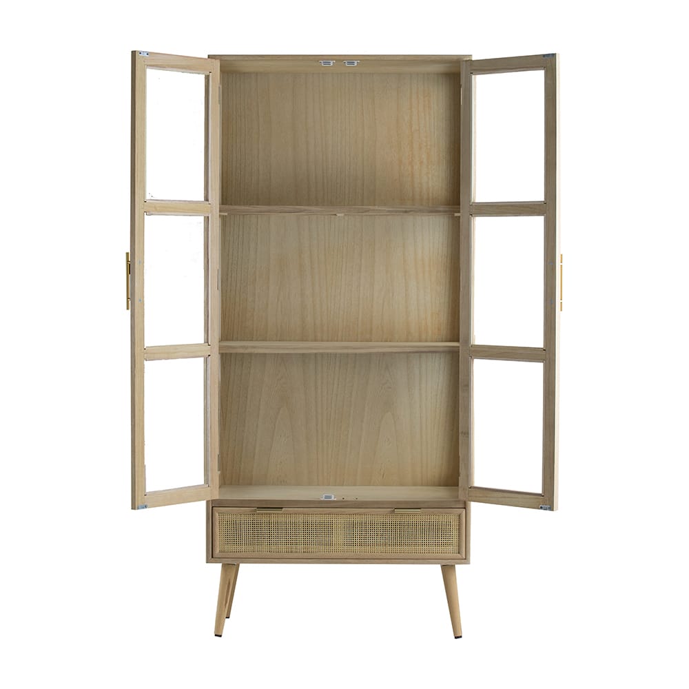 Brown MDF Two-Door Cabinet - 62.6" Tall Storage for Living Room