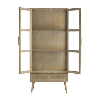 Brown MDF Two-Door Cabinet - 62.6" Tall Storage for Living Room