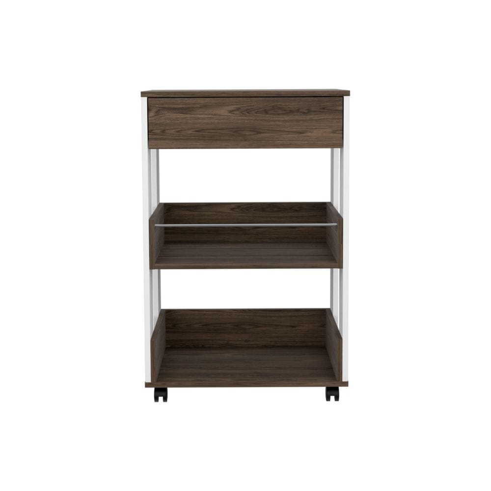 Multicolor Particle Board Kitchen Storage Cart with Casters