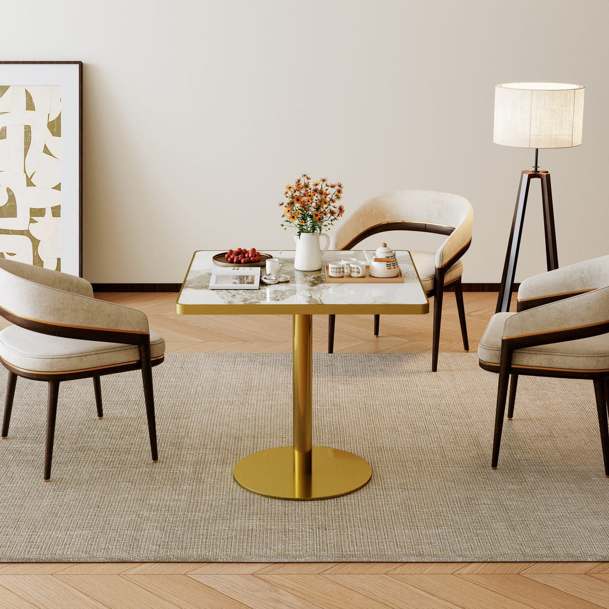 Light Slate Grey Sintered Stone Outdoor Table - 31.5 Inch Modern Dining Table