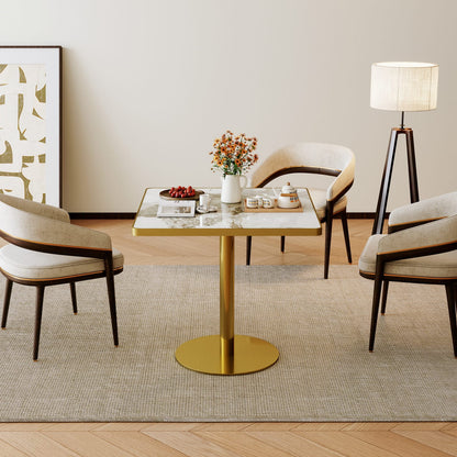 Light Slate Grey Sintered Stone Outdoor Table - 31.5 Inch Modern Dining Table