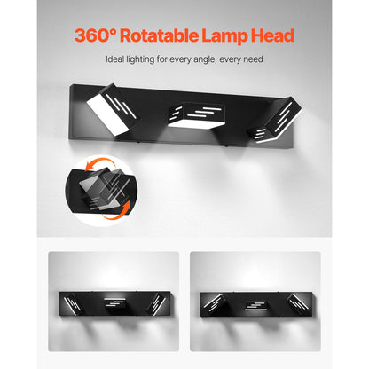 3-Light LED Vanity Light Fixture - Black Iron Bathroom Lighting