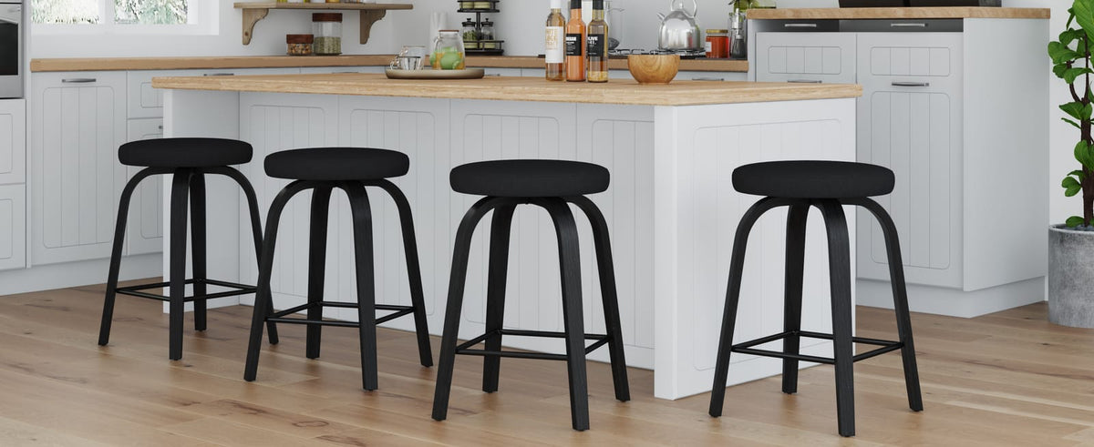 Black Swivel Bar Stools Set of 2 - Counter Height Dining Chairs
