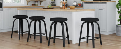 Black Swivel Bar Stools Set of 2 - Counter Height Dining Chairs