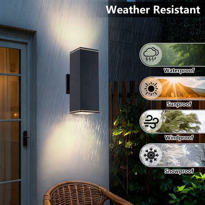 Modern Black Aluminium Outdoor Wall Lights - 4 Pack