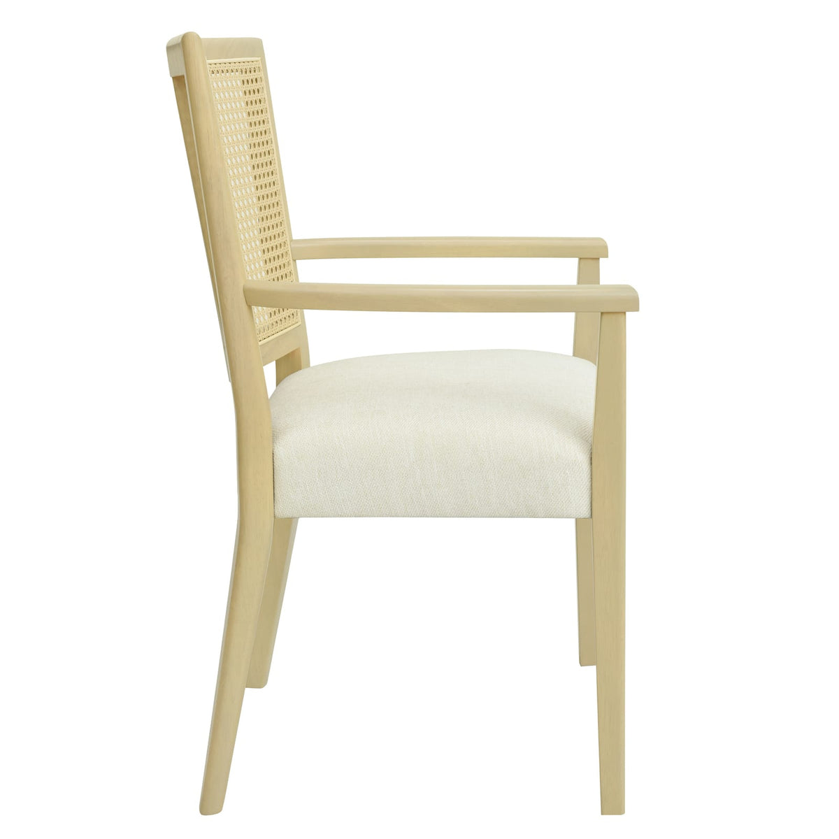ARM Dining Chairs Set of 2 - Beige & Light Ash Wood Fabric
