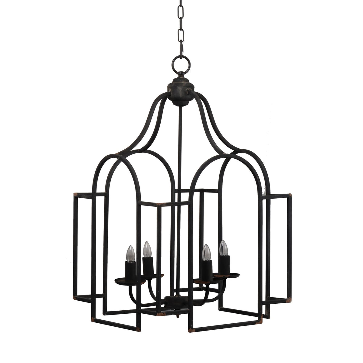 17.3" Black Iron Entryway Chandelier - Kitchen Dining Room Lighting