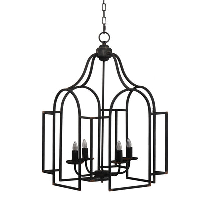17.3" Black Iron Entryway Chandelier - Kitchen Dining Room Lighting