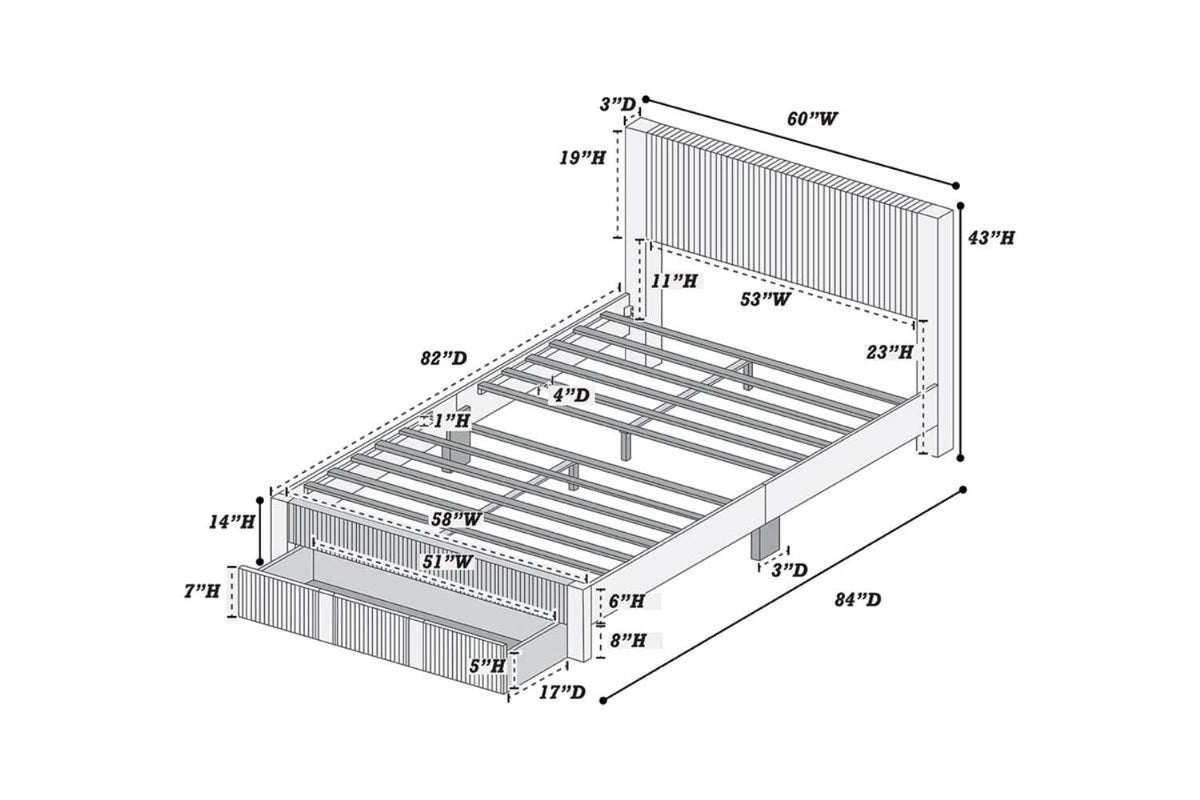 Contemporary Queen Bed Frame - Light Pink Corduroy Storage