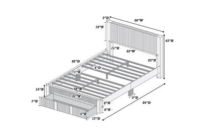 Contemporary Queen Bed Frame - Light Pink Corduroy Storage
