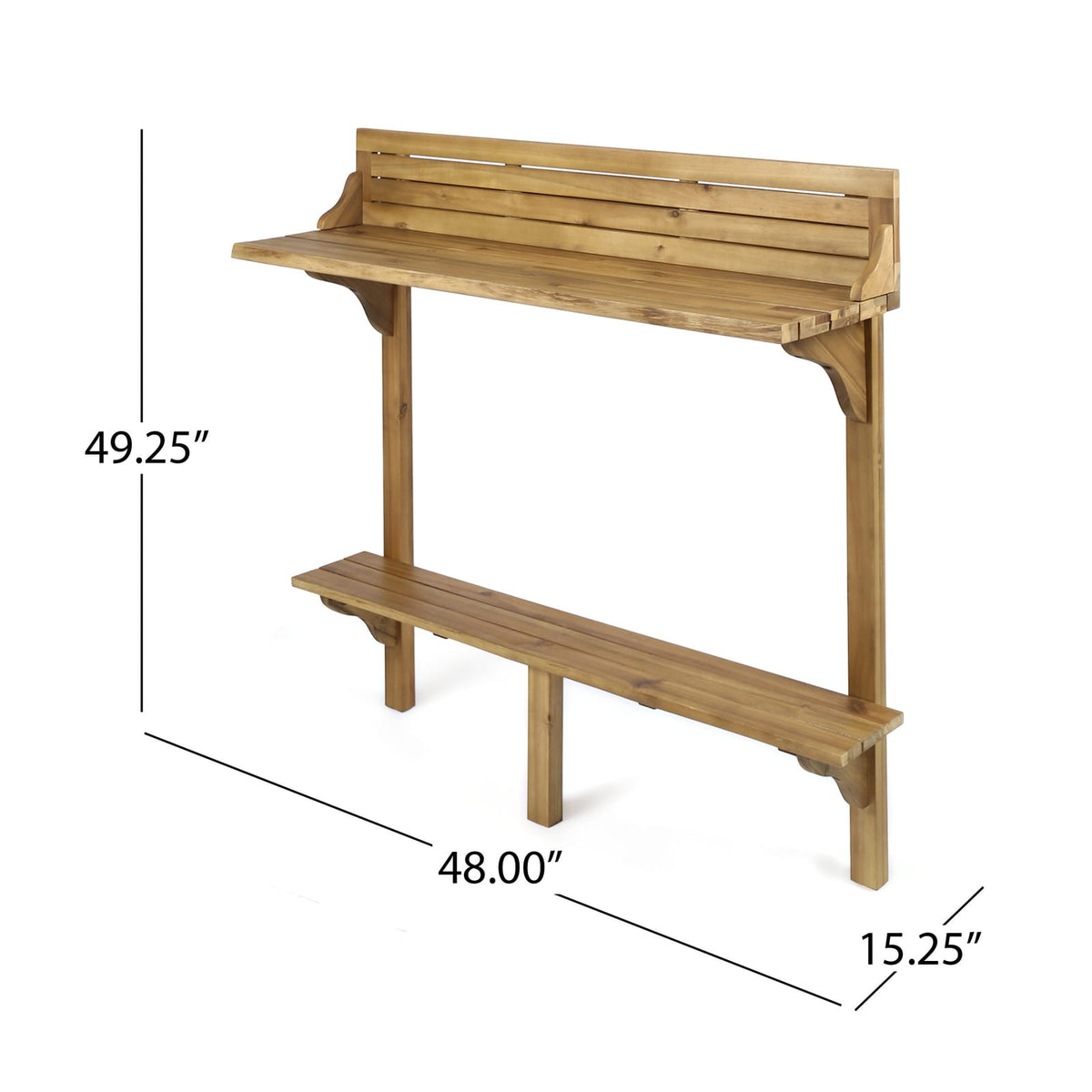 Natural Wood Acacia Balcony Bar Table for Kitchen and Dining Areas