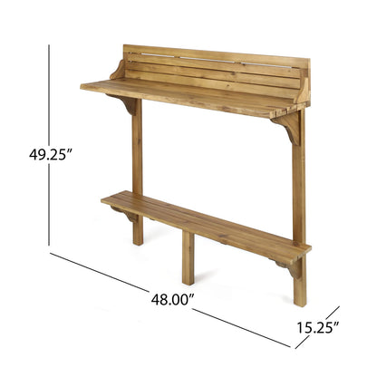 Natural Wood Acacia Balcony Bar Table for Kitchen and Dining Areas