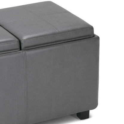 Dark Gray Faux Leather Storage Ottoman - 41.7" Wide