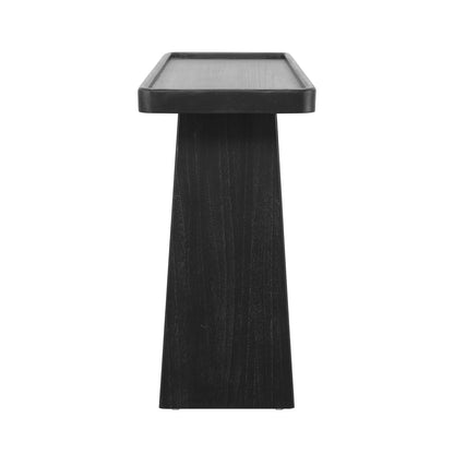 Farmhouse Console Table - Black Solid Wood Tray Top