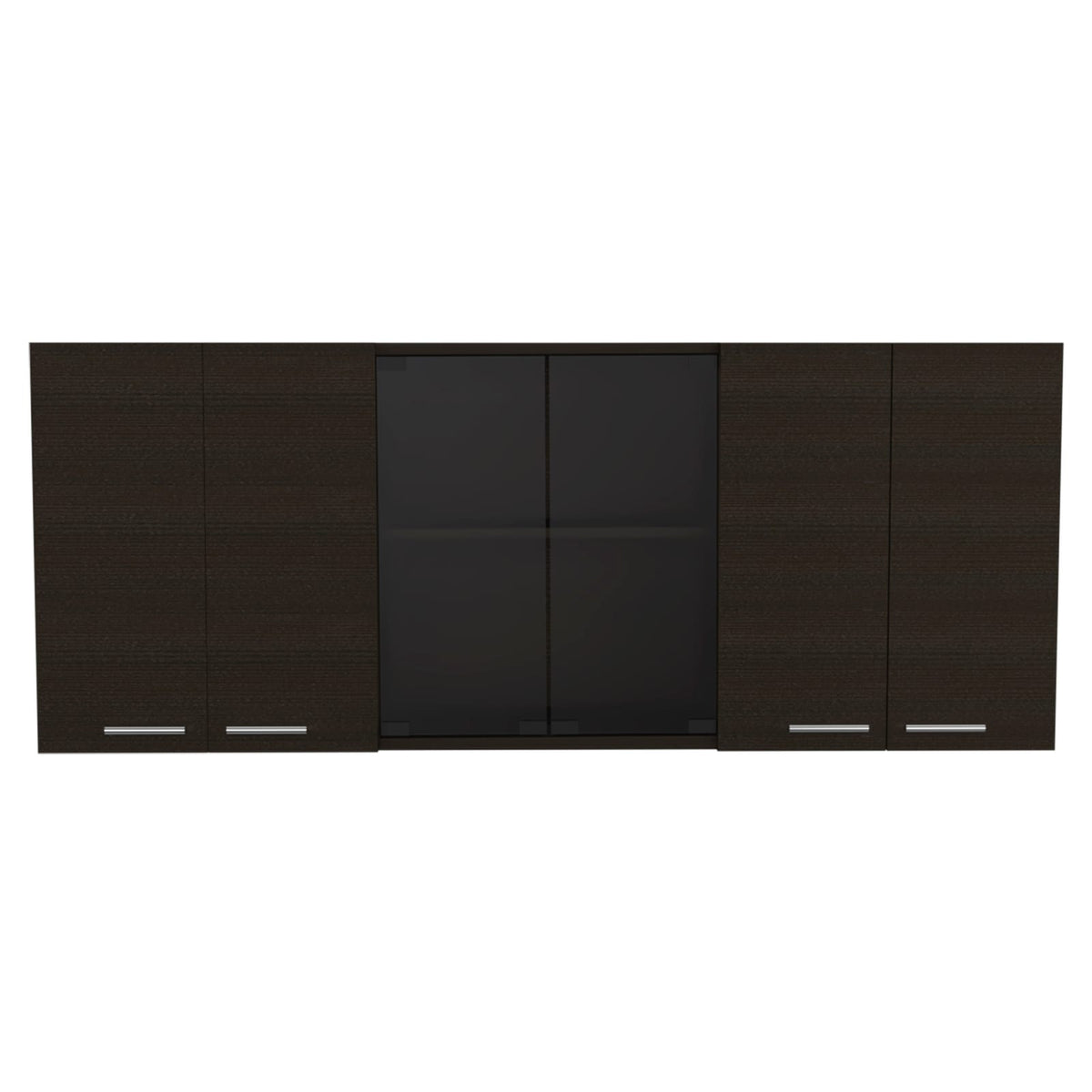 Black Particle Board Wall Cabinet with Glass for Bedroom Storage for Living Room