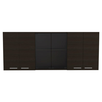 Black Particle Board Wall Cabinet with Glass for Bedroom Storage for Living Room