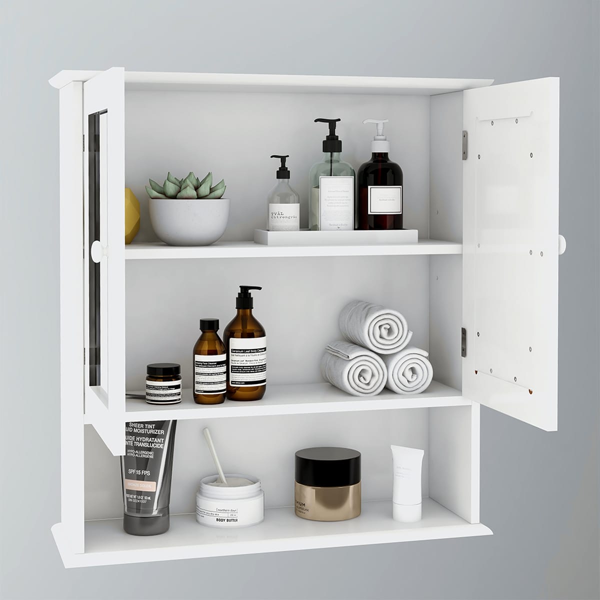 Modern White MDF Bathroom Mirror Cabinet for Renovations