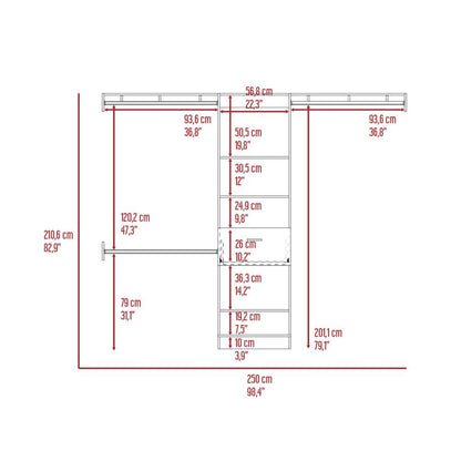 Brown Bedroom Storage Unit - 98.4'' Wide