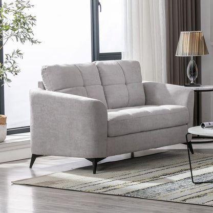 Light Gray Velvet Loveseat - 60" Seat Width for Living Room