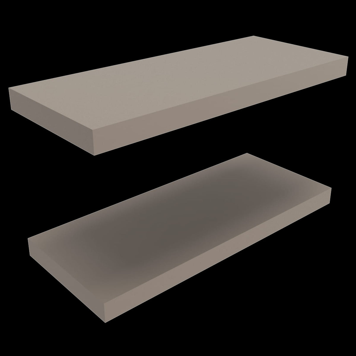 Floating Shelves 1.5" H, 2 Shelves, Grey - Display Storage for Living Room