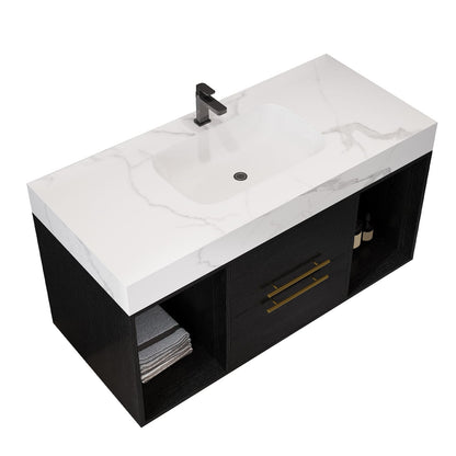 Modern White Black Bathroom Vanity with Storage