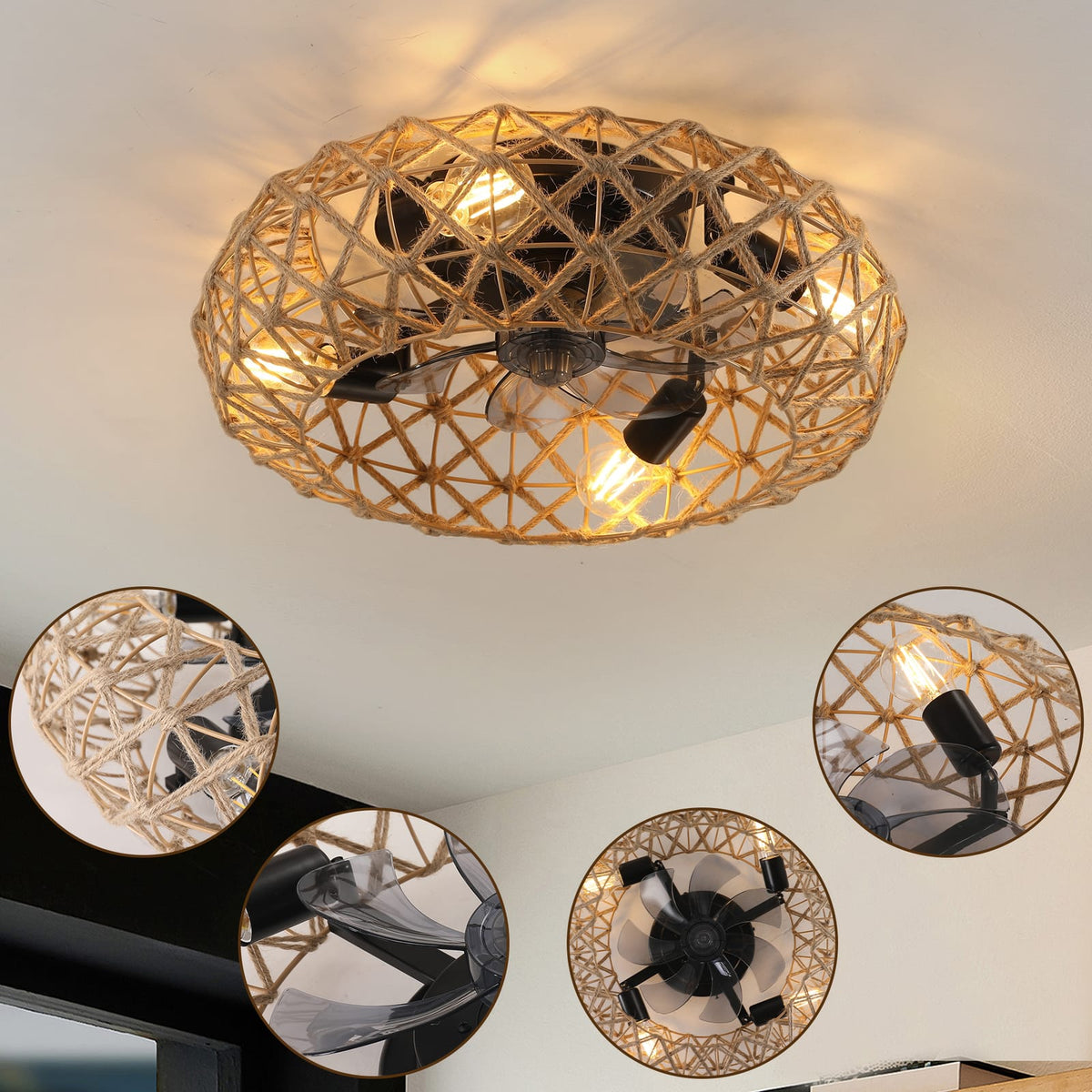 Earthy Yellow Ceiling Fan with Remote Control
