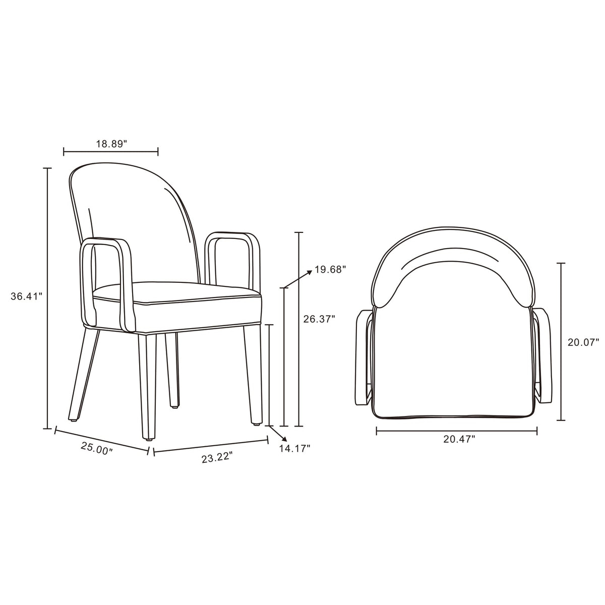 Light Grey Wood Armchair - Dining Room Seating