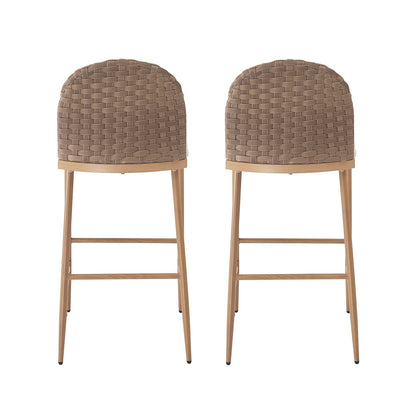 Farmhouse Barstools Set of 2 - Beige & Brown Rattan Counter Stools