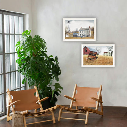 Trendy Wall Art Prints - 2 Piece Vignette Washday & Truck White