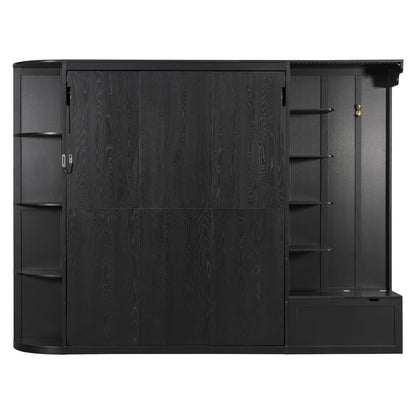 Queen Murphy Bed with Storage - Black MDF+LVL for Bedroom