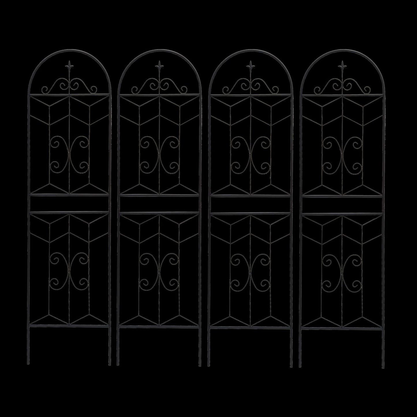 Black Metal Garden Trellis Panels - 4 Pack, 71 Inch