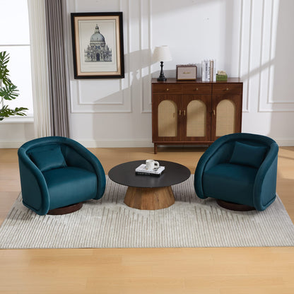 Teal Swivel Accent Chair - 360 Degree Comfort, Rubberwood Frame