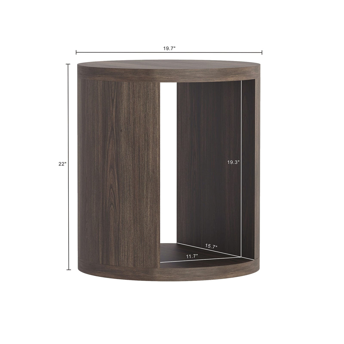 Walnut MDF End Table with Storage Compartment for Living Room