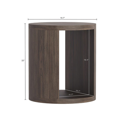 Walnut MDF End Table with Storage Compartment for Living Room