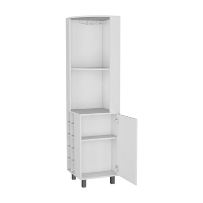 Modern White Corner Wine Rack Cabinet - 70.8"H