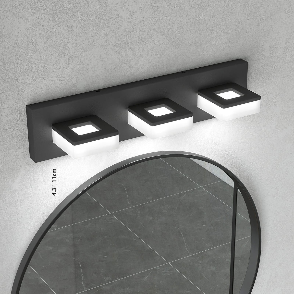Black Iron Bathroom Vanity Light 3-Light Fixture