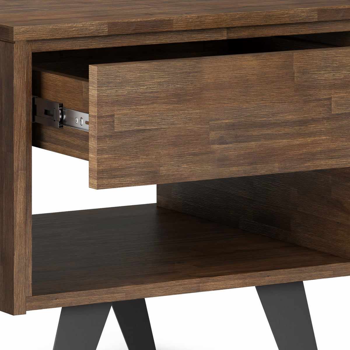 Dark Brown Acacia Wood End Table - 22" Square for Living Room